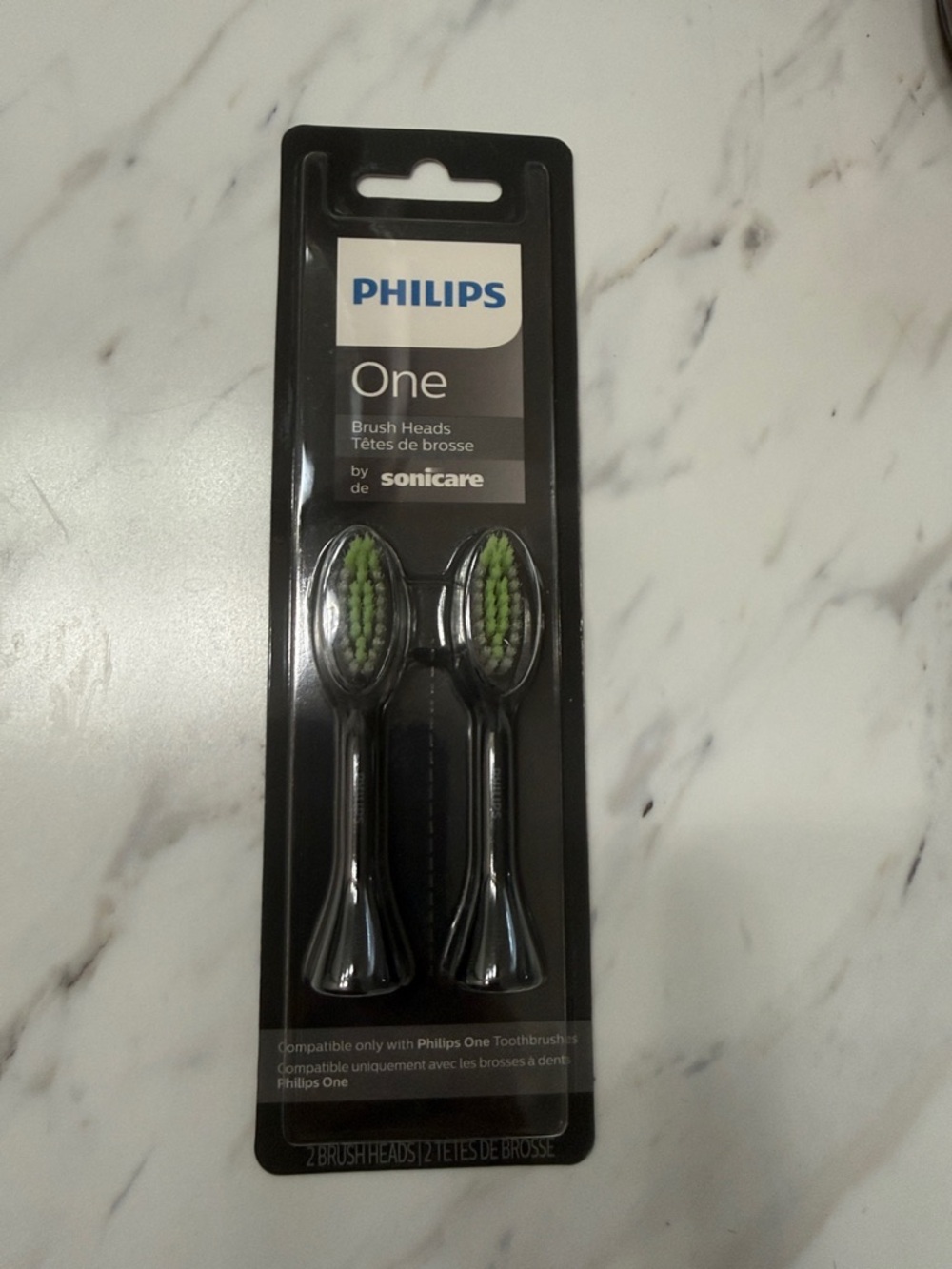 Philips One Replacement Brush Heads - Black with Green Bristles (2 Pack)